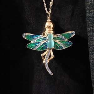 Dragonfly perfume pendant and necklace